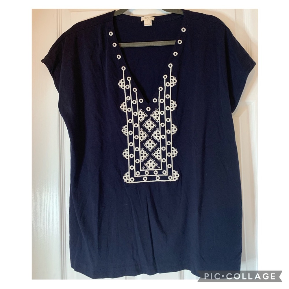 J CREW boho embroidered top